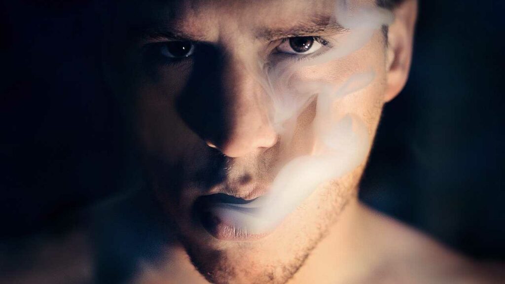 man, smoke, portrait